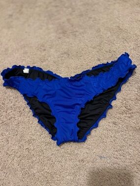 Victoria's Secret Royal Blue Ruched Cheeky Ruffled Bikini Bottoms